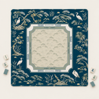 THE HERON GARDEN Navy Blue Mahjong Mat