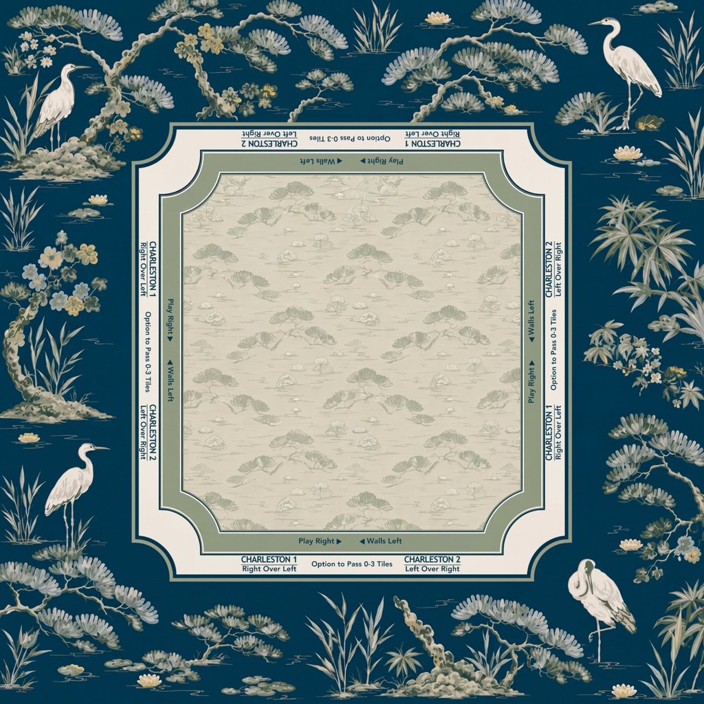 THE HERON GARDEN Navy Blue Mahjong Mat