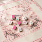 HEAVENLY PAVILION Pink Mahjong Mat — American Mahjong Accessories, Mahjong Gift, Table Game Mat, Floral Mahjong Table Mat