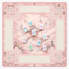 HEAVENLY PAVILION Pink Mahjong Mat — Table Game Mat, American Mahjong Accessories, Mahjong Gift, Floral Mahjong Table Mat