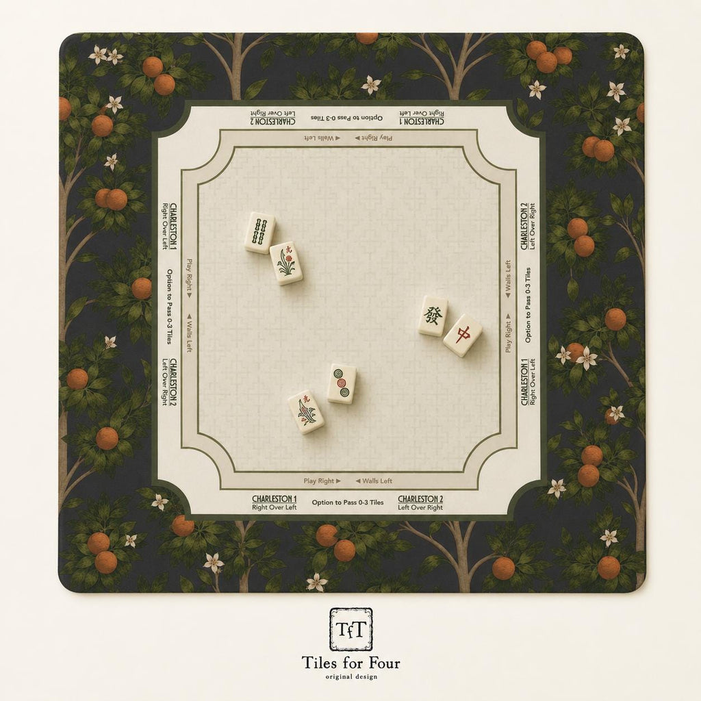 THE MIDNIGHT GROVE Botanical Mahjong Mat — Game Night Tile Table Mat, American Mahjong Gift, Mahjong Accessories, Dark Green Mat