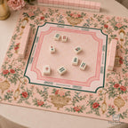 THE LANTERN GARDEN Pink Chinoiserie Mahjong Mat — Preppy Floral Game Night Tile Table Mat, American Mahjong Gift, Mahjong Accessories