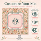 THE LANTERN GARDEN Pink Chinoiserie Mahjong Mat — Preppy Floral Game Night Tile Table Mat, American Mahjong Gift, Mahjong Accessories