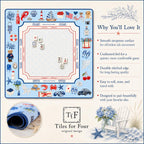THE NEWPORT COLLECTION Preppy Coastal Mahjong Mat — Old Money Game Night Tile Table Mat, Mahjong Gift, Mahjong Accessories, Blue Summer Mat