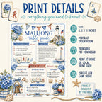 Mahjong Table Guide, 4th of July Mahjong Card, Patriotic Mahjong Card, Preppy Coastal Summer, Beginner Cheat Sheet, Printable PDF Download