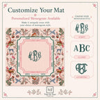 THE ENCHANTED MENAGERIE Floral Mahjong Mat — Folk Art Game Night Tile Table Mat, American Mahjong Gift, Mahjong Accessories, Blush Pink Mat