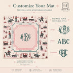 THE COWGIRL TOILE Western Mahjong Mat — Preppy Pink Game Night Tile Table Mat, American Mahjong Gift, Mahjong Accessories, Ivory Pink Mat