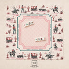THE COWGIRL TOILE Western Mahjong Mat — Preppy Pink Game Night Tile Table Mat, American Mahjong Gift, Mahjong Accessories, Ivory Pink Mat