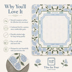 THE HYDRANGEA GARDEN Preppy Floral Mahjong Mat — Blue White Game Night Tile Table Mat, American Mahjong Gift, Mahjong Accessories