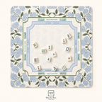 THE HYDRANGEA GARDEN Preppy Floral Mahjong Mat — Blue White Game Night Tile Table Mat, American Mahjong Gift, Mahjong Accessories