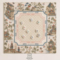 THE WILLOW COURT Chinoiserie Mahjong Mat — Toile Garden Game Mat, American Mahjong Accessories, Mahjong Gift, Ivory Blue Red Table Mat