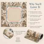 THE WILLOW COURT Chinoiserie Mahjong Mat — Toile Garden Game Mat, American Mahjong Accessories, Mahjong Gift, Ivory Blue Red Table Mat