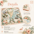 THE MIAMI GARDEN Tropical Mahjong Mat — Flamingo Table Mat, American Mahjong Gift, Mahjong Accessories, Floral Map Mat