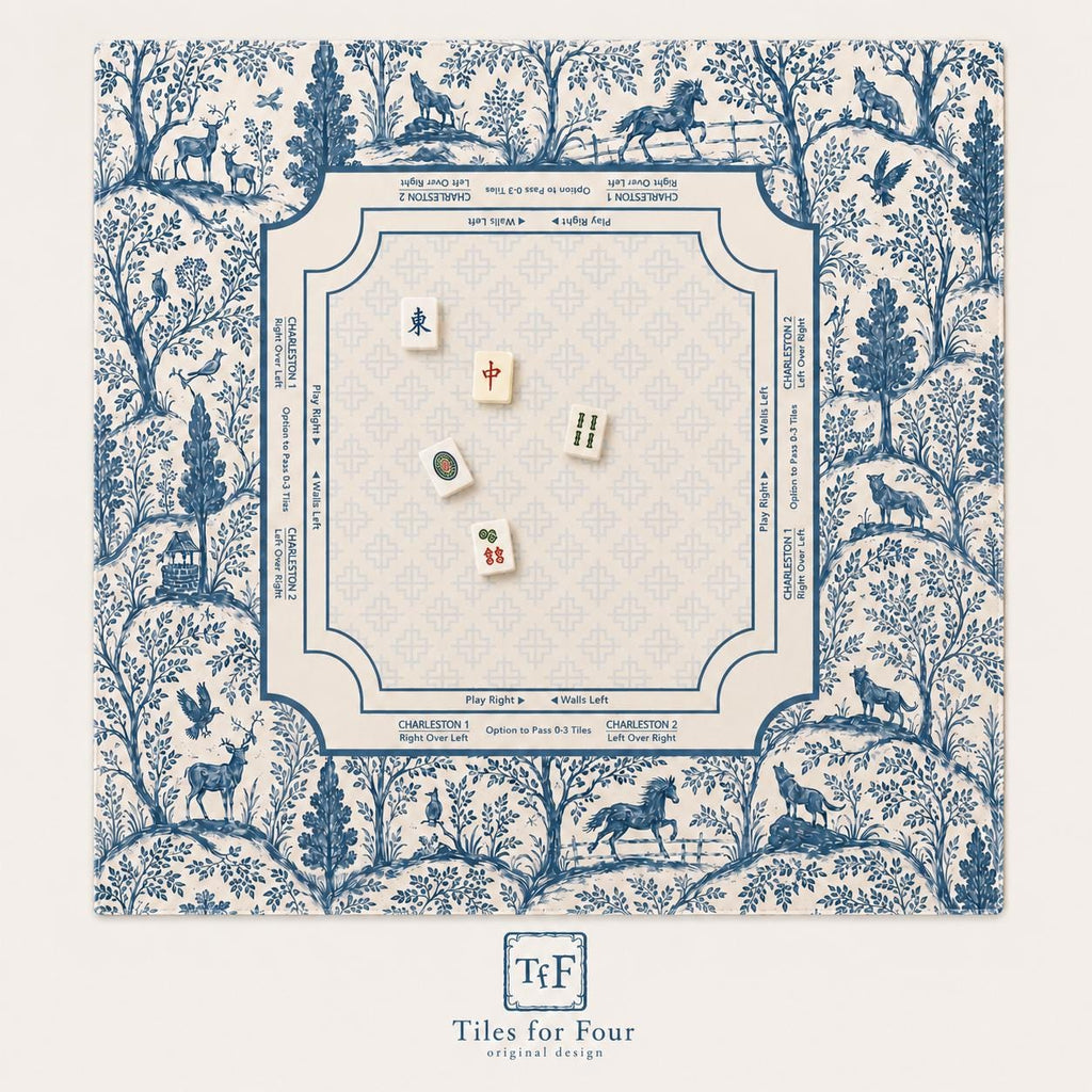 FOREST & FABLE Blue/Green/Brown Mahjong Mat — Game Night Tile Table Mat, American Mahjong Accessories, Mahjong Gift, Mahjong Gift