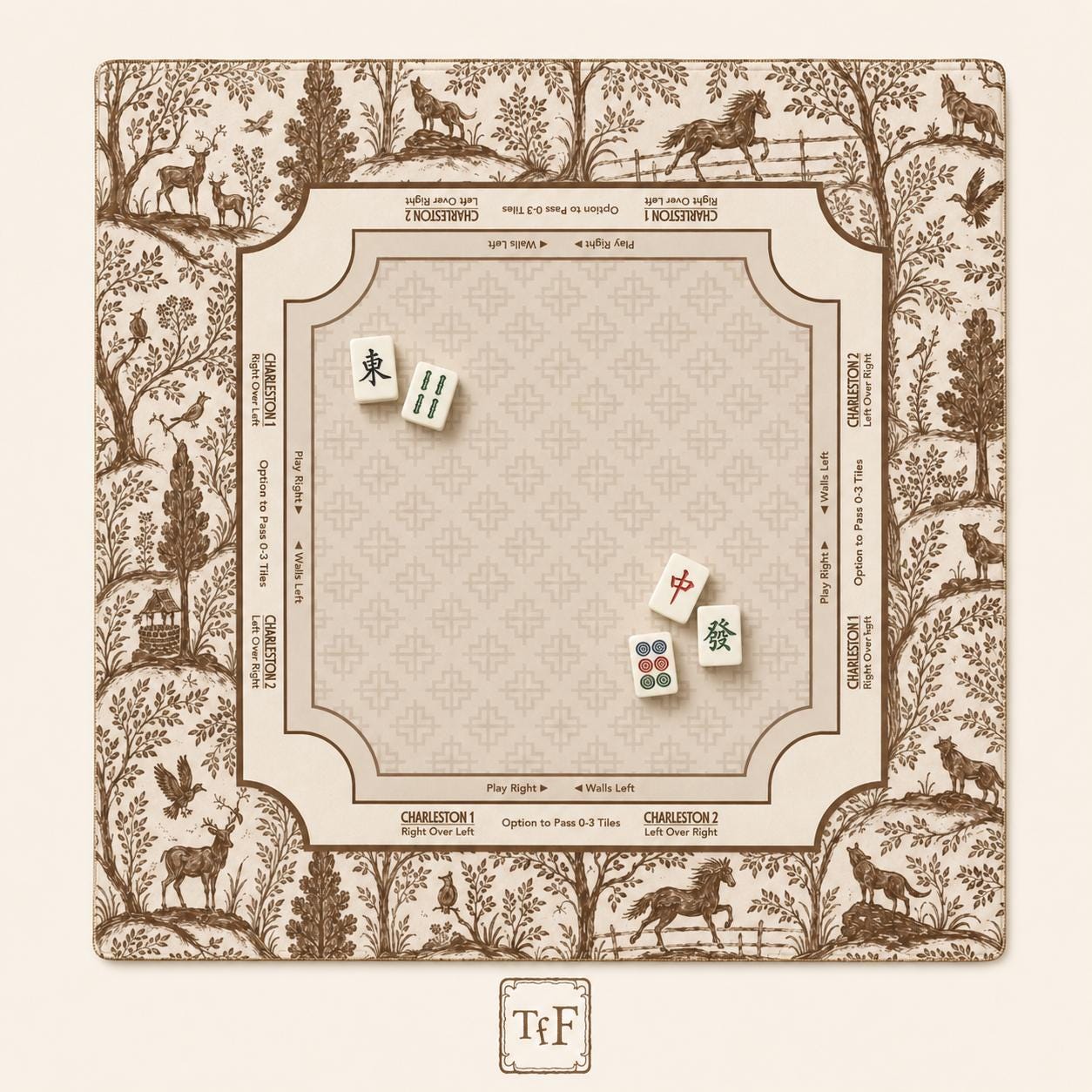 FOREST & FABLE Brown Mahjong Mat — Game Night Tile Table Mat, American Mahjong Accessories, Mahjong Gift, Mahjong Gift