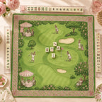 THE GOLF CLUB Preppy Golf Mahjong Mat — Whimsical Game Night Table Mat, Mahjong Gift, Mahjong Accessories, Green Pink Country Club Mat