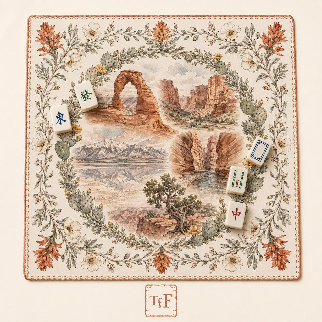 THE CANYON GARDEN Mahjong Mat — National Park Game Night Table Mat, American Mahjong Gift, Mahjong Accessories, Utah Desert Floral Mat