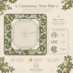THE ORANGE GROVE Botanical Mahjong Mat — Arts & Crafts Game Night Tile Table Mat, American Mahjong Gift, Mahjong Accessories, Green Gold Mat