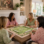THE BOOK CLUB Preppy Mahjong Mat — Whimsical Game Night Table Mat, American Mahjong Gift, Mahjong Accessories, Pink Green Book Lover Mat