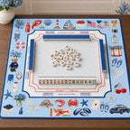 THE NEWPORT COLLECTION Preppy Coastal Mahjong Mat — Old Money Game Night Tile Table Mat, Mahjong Gift, Mahjong Accessories, Blue Summer Mat