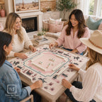 THE COWGIRL TOILE Western Mahjong Mat — Preppy Pink Game Night Tile Table Mat, American Mahjong Gift, Mahjong Accessories, Ivory Pink Mat