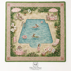 THE BOOK CLUB Preppy Mahjong Mat — Whimsical Game Night Table Mat, American Mahjong Gift, Mahjong Accessories, Pink Green Book Lover Mat