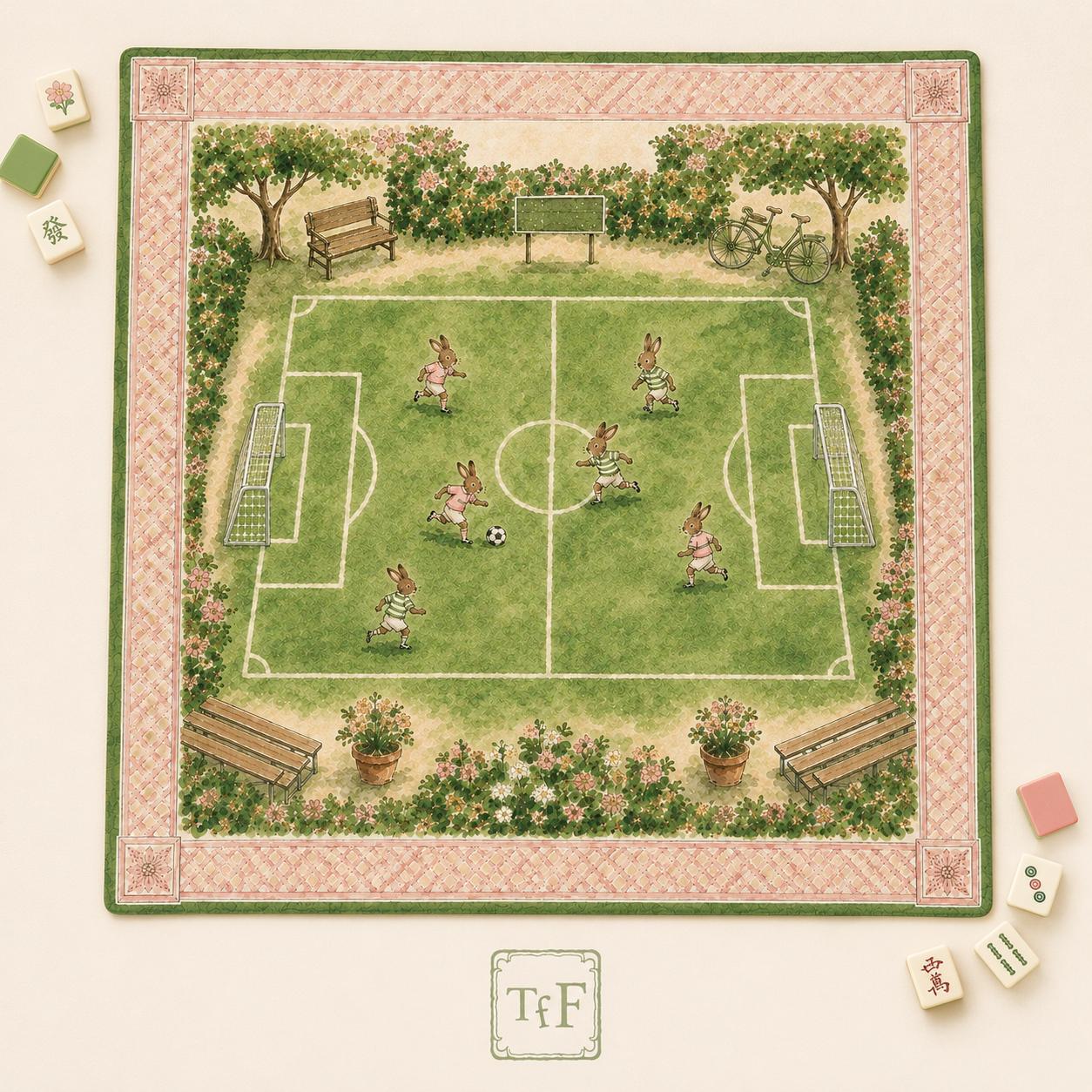 THE BOOK CLUB Preppy Mahjong Mat — Whimsical Game Night Table Mat, American Mahjong Gift, Mahjong Accessories, Pink Green Book Lover Mat