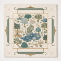THE JADE GARDEN Chinoiserie Mahjong Mat — Preppy Floral Game Table Mat, American Mahjong Gift, Mahjong Accessories, Ivory Teal Blue Mat