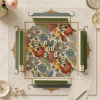 THE JACOBEAN GARDEN Chinoiserie Mahjong Mat — Floral Game Table Mat, American Mahjong Gift, Mahjong Accessories, Botanical Maximalist Mat