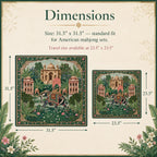 THE ELEPHANT PALACE Mughal Art Mahjong Mat — Chinoiserie Palace Table Mat, American Mahjong Gift, Mahjong Accessories, Green Gold Floral Mat