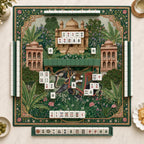 THE ELEPHANT PALACE Mughal Art Mahjong Mat — Chinoiserie Palace Table Mat, American Mahjong Gift, Mahjong Accessories, Green Gold Floral Mat