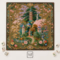 THE PAGODA GARDEN Chinoiserie Mahjong Mat — French Rococo Table Mat, American Mahjong Gift, Mahjong Accessories, Gold Antique Floral Mat