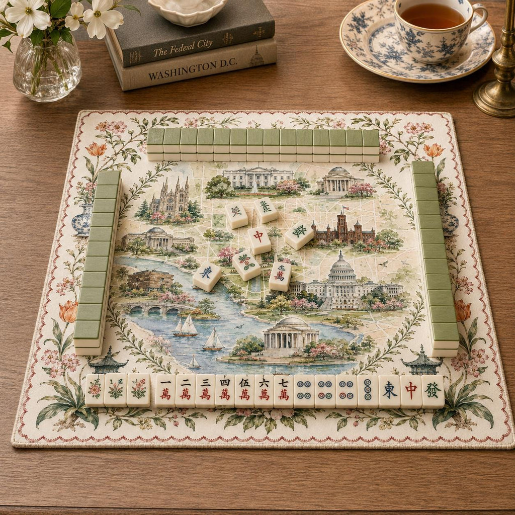 THE CAPITAL GARDEN Mahjong Mat — Floral Map Mat, Game Night Tile Table Mat, American Mahjong Gift, Mahjong Accessories, Preppy Map Mat