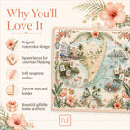 THE MIAMI GARDEN Tropical Mahjong Mat — Flamingo Table Mat, American Mahjong Gift, Mahjong Accessories, Floral Map Mat