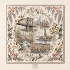 The NEW YORK Garden NYC Floral Mahjong Mat — Brooklyn Bridge Game Night Tile Table Mat, American Mahjong Gift, Mahjong Accessories