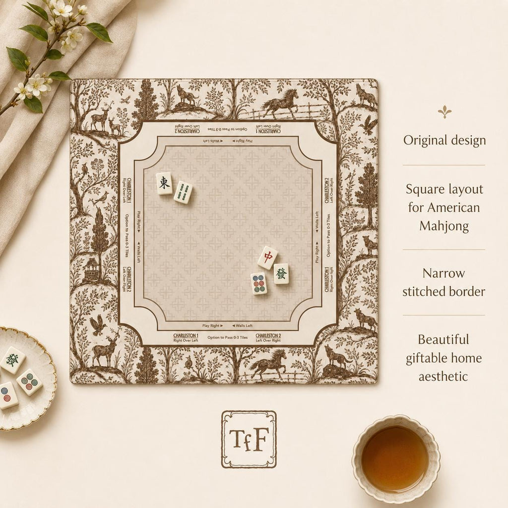 FOREST & FABLE Brown Mahjong Mat — Game Night Tile Table Mat, American Mahjong Accessories, Mahjong Gift, Mahjong Gift