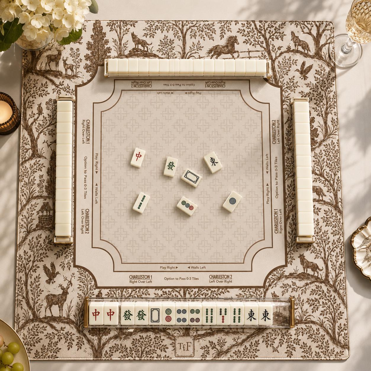FOREST & FABLE Brown Mahjong Mat — Game Night Tile Table Mat, American Mahjong Accessories, Mahjong Gift, Mahjong Gift