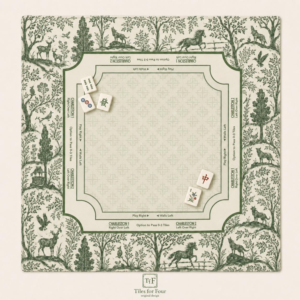 FOREST & FABLE Green Mahjong Mat — Game Night Tile Table Mat, American Mahjong Accessories, Mahjong Gift, Mahjong Gift