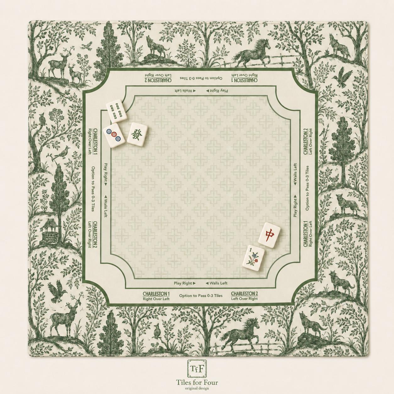 FOREST & FABLE Blue/Green/Brown Mahjong Mat — Game Night Tile Table Mat, American Mahjong Accessories, Mahjong Gift, Mahjong Gift