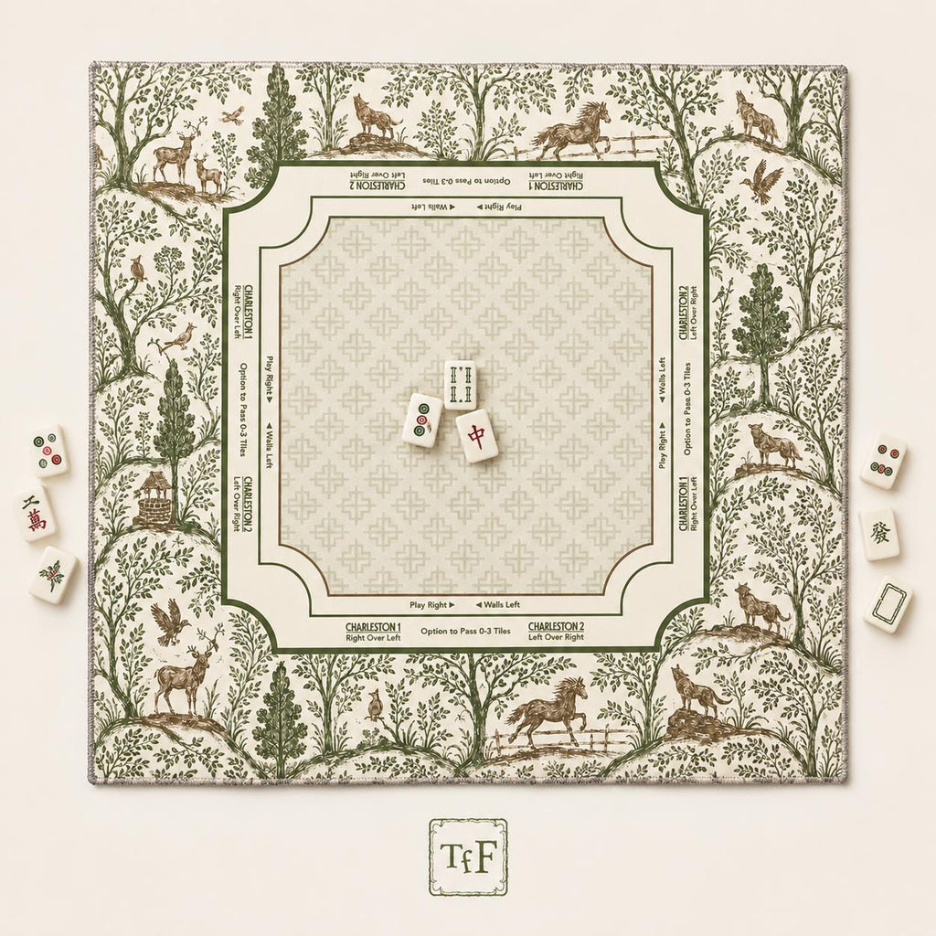 FOREST & FABLE Blue/Green/Brown Mahjong Mat — Game Night Tile Table Mat, American Mahjong Accessories, Mahjong Gift, Mahjong Gift