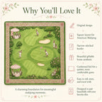 THE GOLF CLUB Preppy Golf Mahjong Mat — Whimsical Game Night Table Mat, Mahjong Gift, Mahjong Accessories, Green Pink Country Club Mat