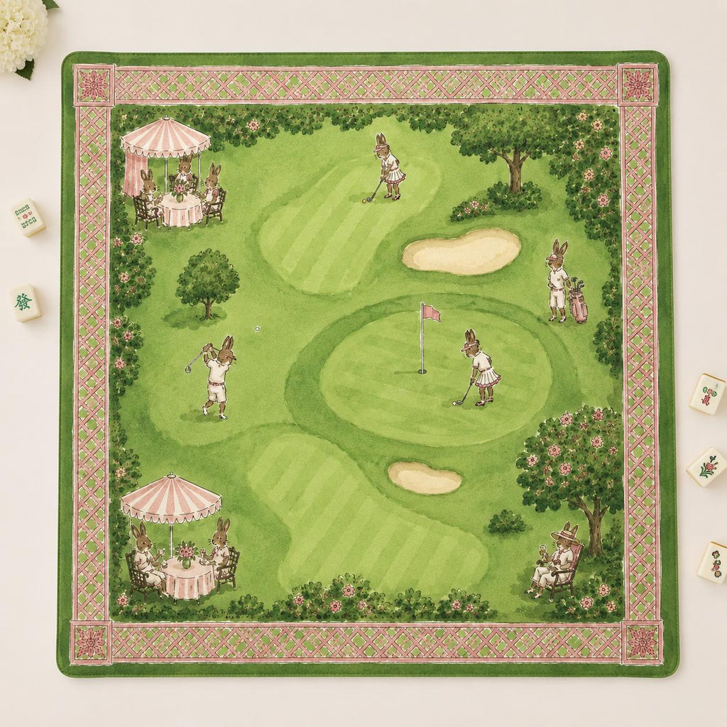 THE SAILING CLUB Preppy Mahjong Mat — Whimsical Game Night Table Mat, American Mahjong Gift, Mahjong Accessories, Coastal Pink Green Mat