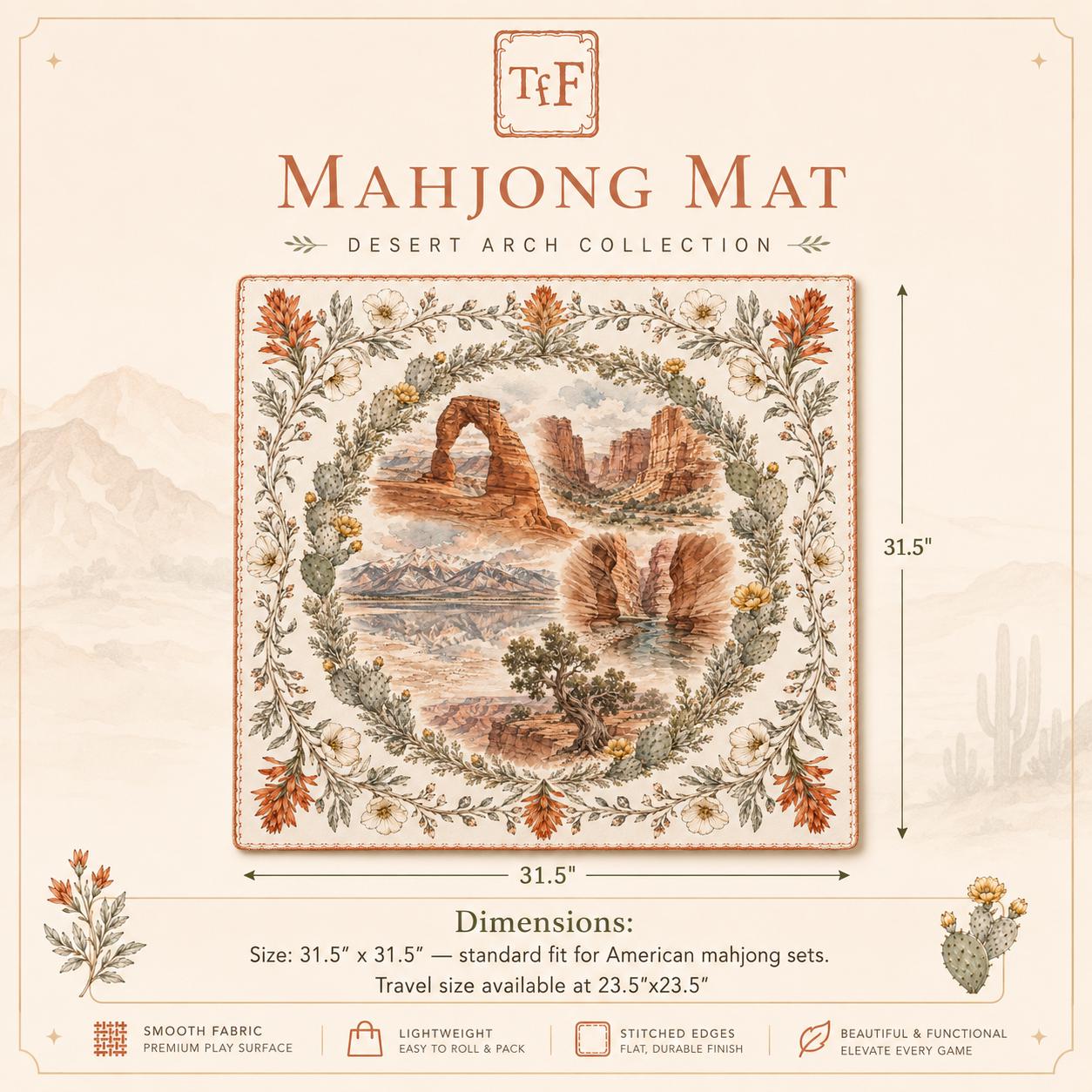 THE CANYON GARDEN Mahjong Mat — National Park Game Night Table Mat, American Mahjong Gift, Mahjong Accessories, Utah Desert Floral Mat