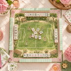 THE SOCCER CLUB Preppy Bunny Mahjong Mat — Whimsical Game Night Table Mat, American Mahjong Gift, Mahjong Accessories, Green Pink Soccer Mat