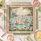 THE SAILING CLUB Preppy Mahjong Mat — Whimsical Game Night Table Mat, American Mahjong Gift, Mahjong Accessories, Coastal Pink Green Mat