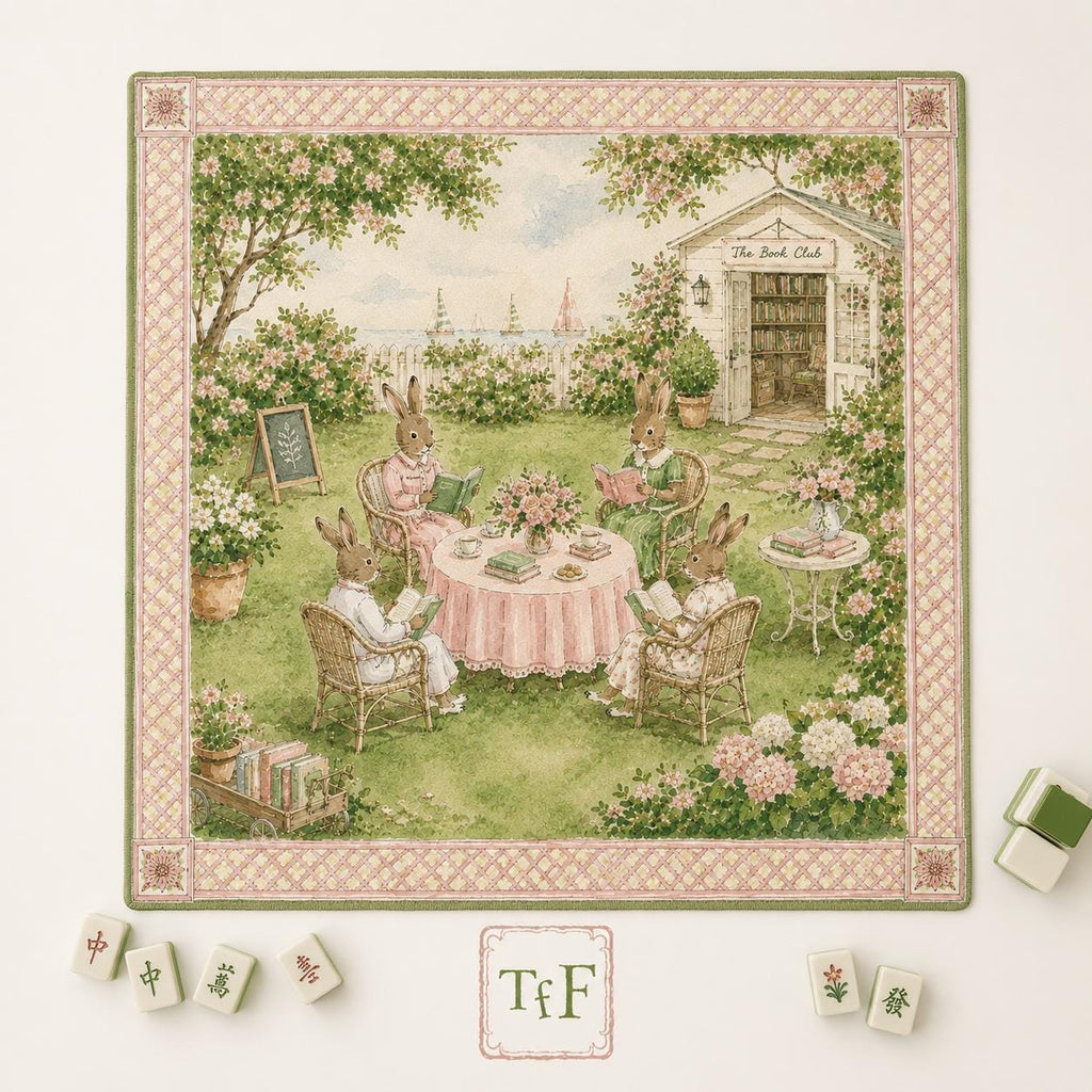 THE GOLF CLUB Preppy Golf Mahjong Mat — Whimsical Game Night Table Mat, Mahjong Gift, Mahjong Accessories, Green Pink Country Club Mat