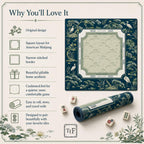 THE HERON GARDEN Navy Blue Mahjong Mat — Chinoiserie Game Mat, American Mahjong Accessories, Mahjong Gift, Blue Mahjong Table Mat