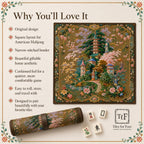 THE PAGODA GARDEN Chinoiserie Mahjong Mat — French Rococo Table Mat, American Mahjong Gift, Mahjong Accessories, Gold Antique Floral Mat